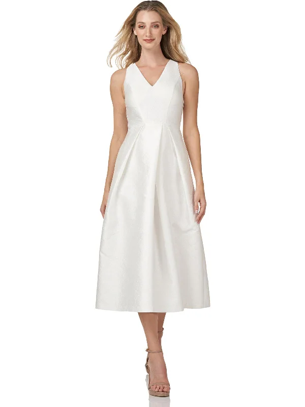 Chic Cold-Shoulder Party Dress for Evening Wear -Maxime Womens V Neck Maxi Evening Dress