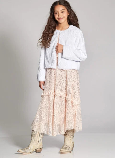 Slip Dress with Ruched Detail -Long Satin Slip Dress with Lace Detail -McCalls Child/Teen Dress, Slip Dress and Jacket M8354