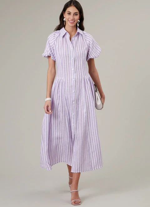 Women's Plain Shirt Dress-McCalls Shirtdress M8384