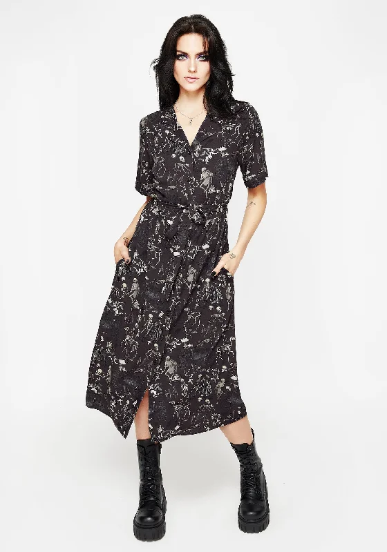 Button-back Shirt Dress-Melancholia Midi Shirt Dress