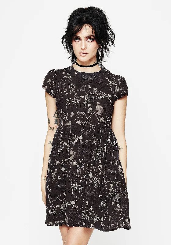 Women's Vintage Floral Mini Dress-Melancholia Mini Skater Dress