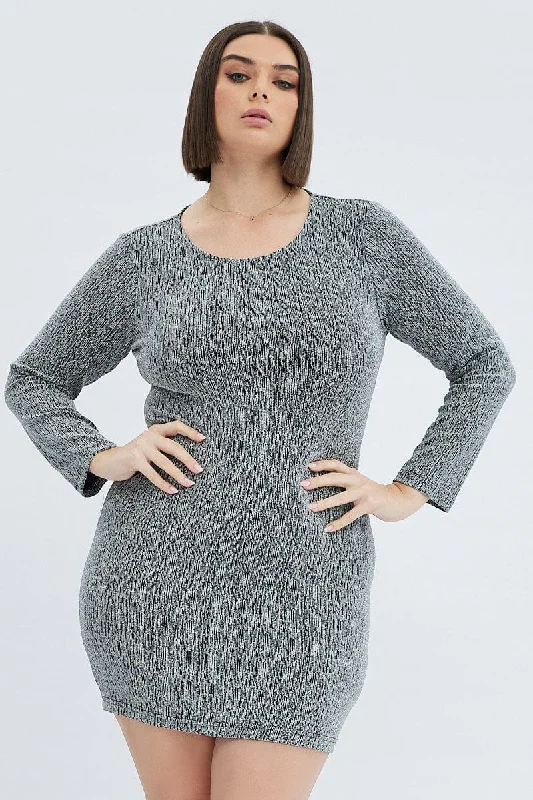Women's Long Red Bodycon Dress -Metallic Bodycon Dress Long Sleeve Metallic