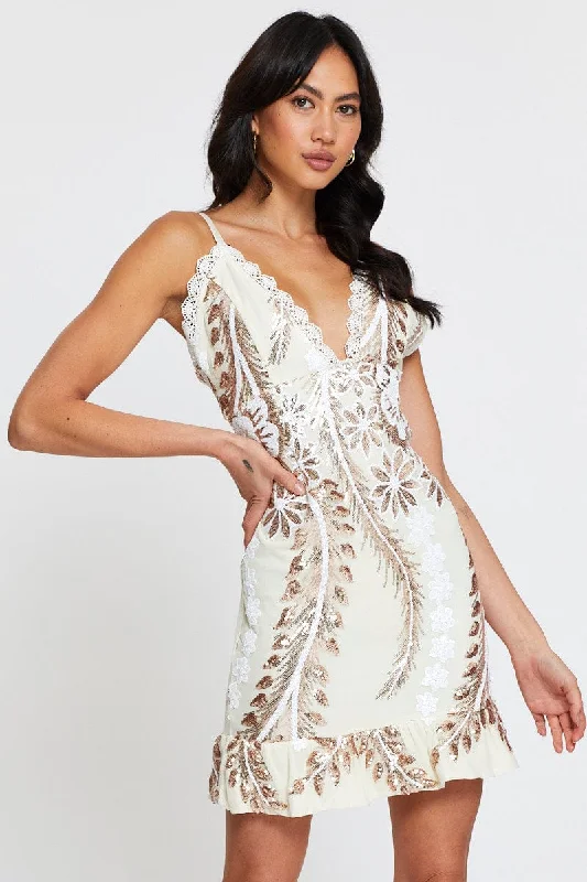 Metallic Party Dress for Night Out -Metallic Cocktail Party Dress Mini