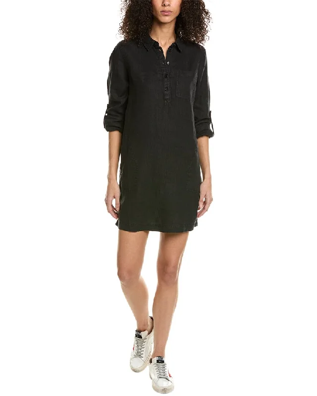 Women's Checked Shirt Dress-Michael Stars Eleanor Utility Linen Shirtdress