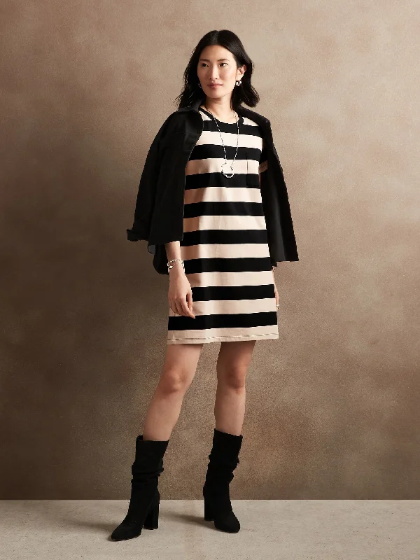 Women's Belted Shirt Dress with Print-Mini T-Shirt Dress