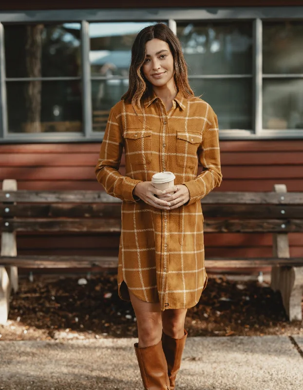 Button-down Denim Shirt Dress-Mountain Shirt Dress in Palomino Plaid