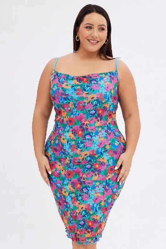Long Sleeve Bodycon Dress -Multi Abstract Bodycon Dress Tie Back Strappy Swirl Mesh