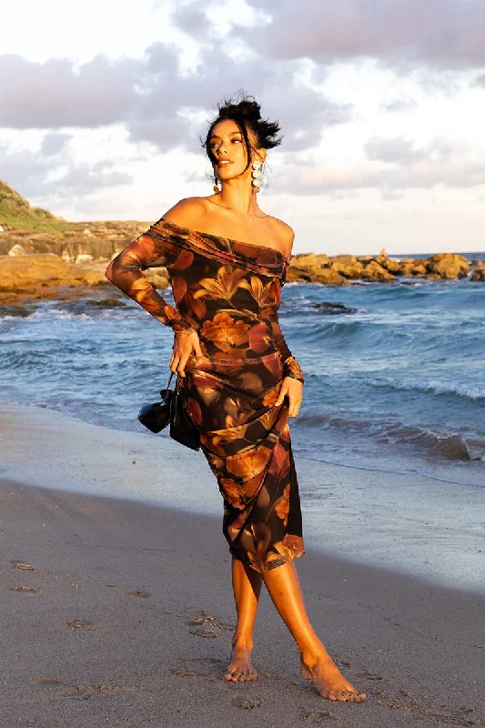 Mini Black Bodycon Dress -Multi Floral Bodycon Dress