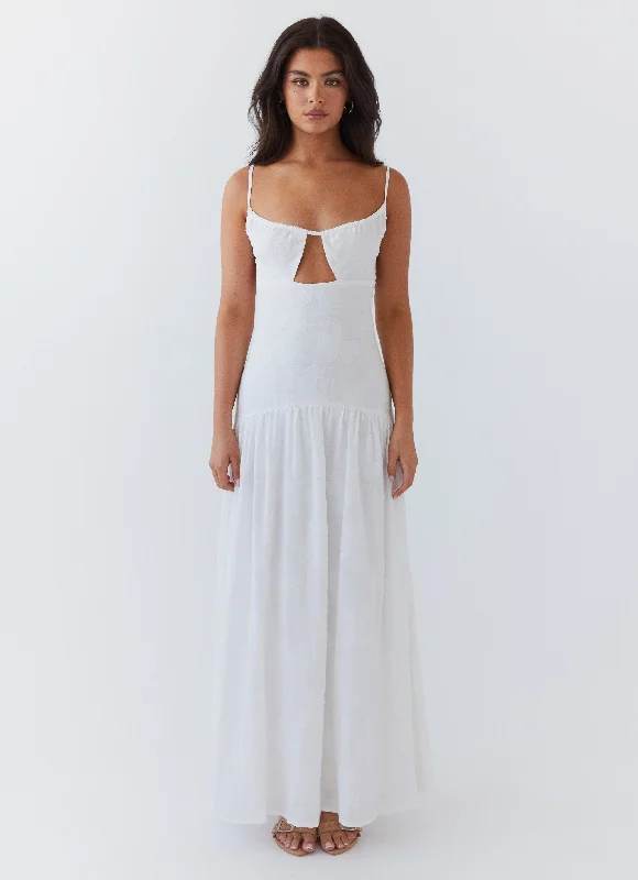 Women's Red Maxi Dress-Myra Maxi Dress - White