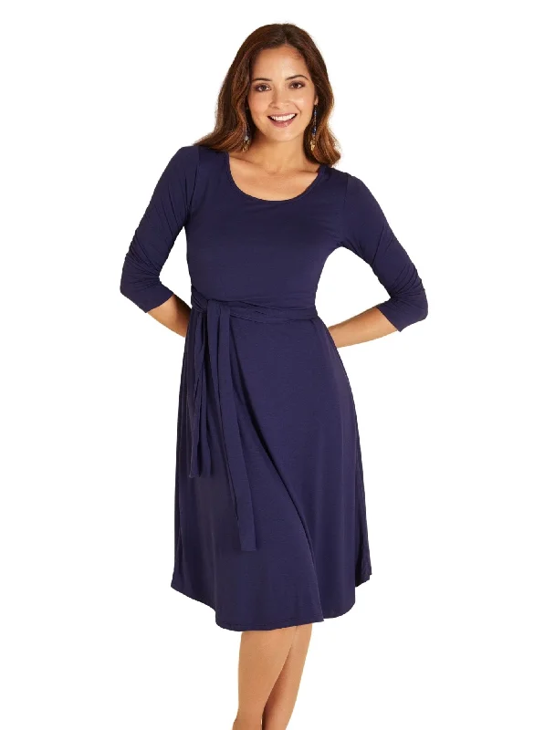 Plus-Size Maternity Dresses for Comfort -Naomi Maternity & Nursing Dress - Eclipse Blue Plus-Size Maternity Dresses for Comfort -Naomi Maternity & Nursing Dress - Eclipse Blue