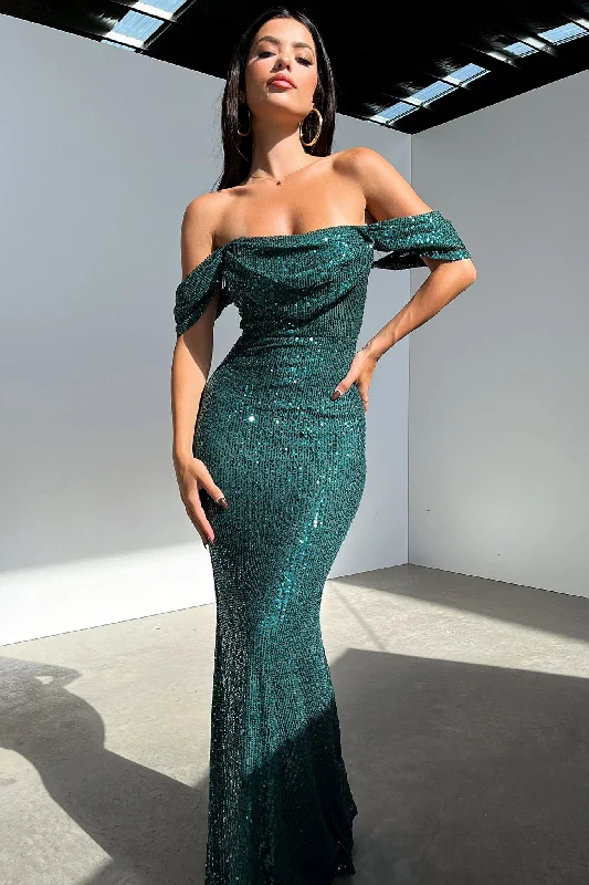 Women's Midi Length Maxi Dress-Nara Maxi Dress - Emerald