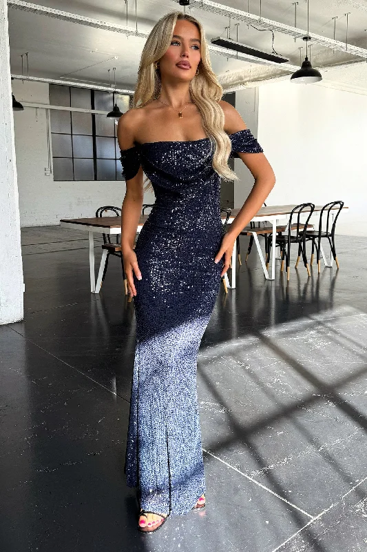 Women's V-back Maxi Dress-Nara Maxi Dress - Navy