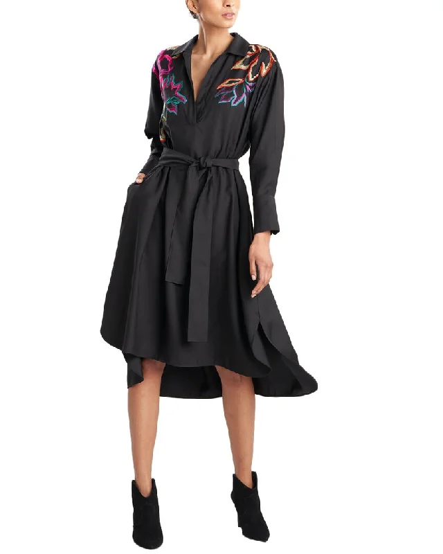 Stylish Button-up Shirt Dress-Natori Oversized Silk-Blend Shirtdress