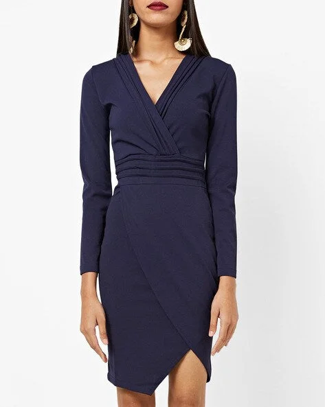 Casual Red Bodycon Dress -Navy Bodycon Dress