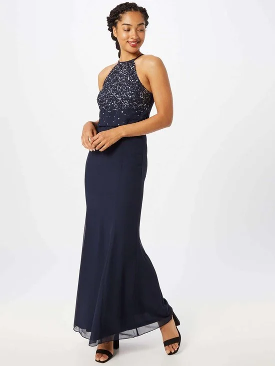 Women's Classic Maxi Dress-Navy Sequin Maxi Dress