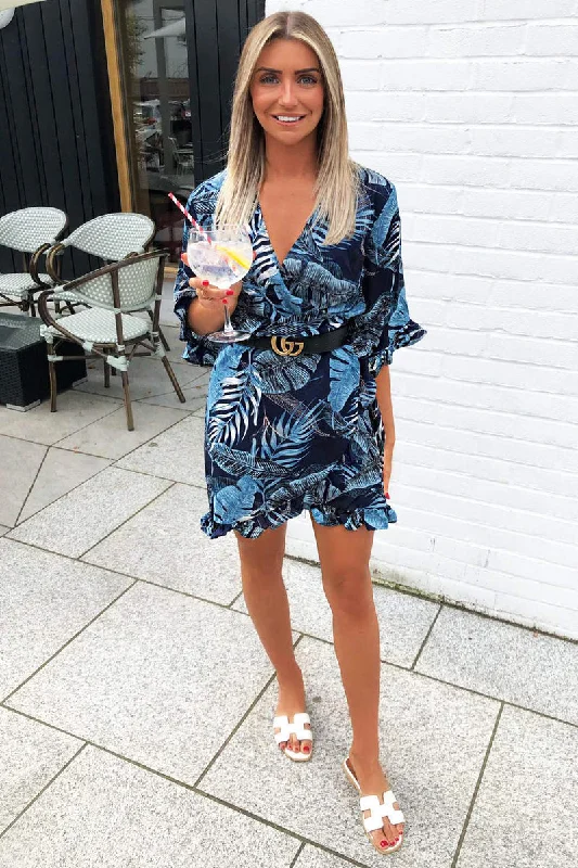 Red Satin Wrap Dress -Red Wrap Dress for Evening Event -Navy Tropical Print Wrap Dress Red Satin Wrap Dress -Red Wrap Dress for Evening Event -Navy Tropical Print Wrap Dress