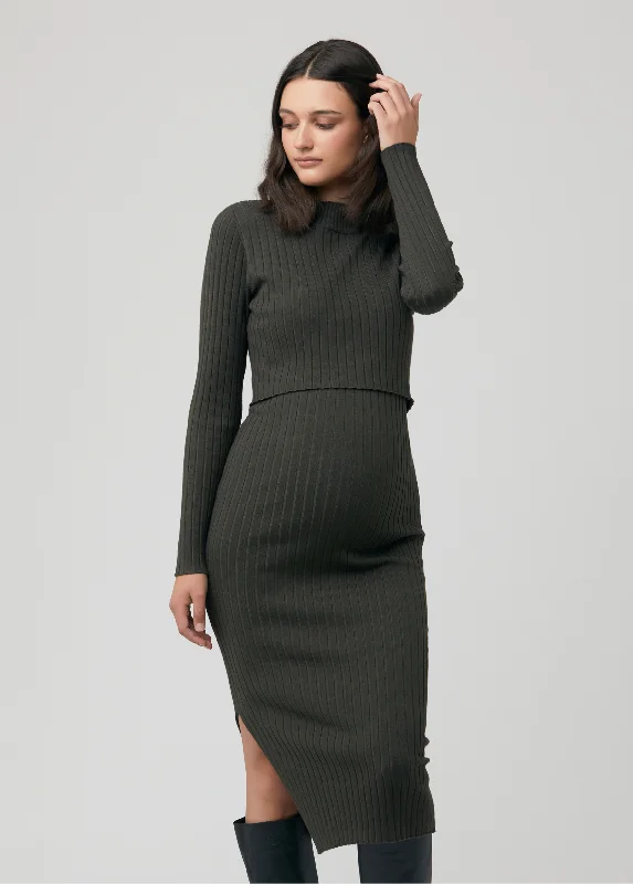 Maternity Dresses with Belted Waist -Ripe Maternity Nella Rib Nursing Sweater Dress Maternity Dresses with Belted Waist -Ripe Maternity Nella Rib Nursing Sweater Dress