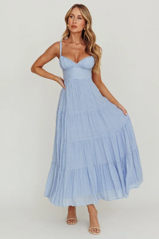 Women's Beachy Wrap Maxi Dress-Neptune Cut Out Back A-Line Maxi Dress Blue
