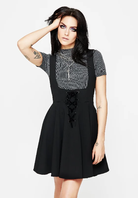 Women's Colorblock Mini Dress-Nessa Lace Up Mini Dress