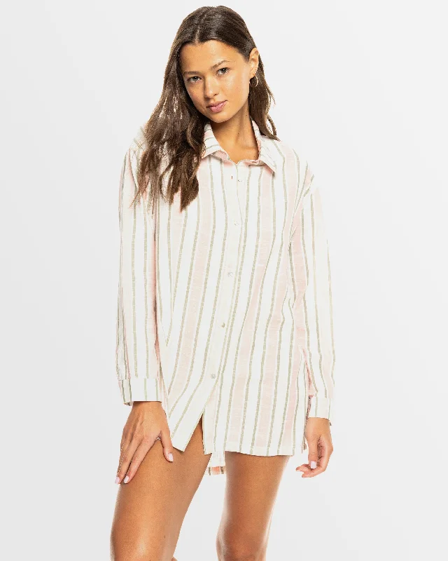 High Neck Shirt Dress-Womens New Blue Riptide Shirt Dress
