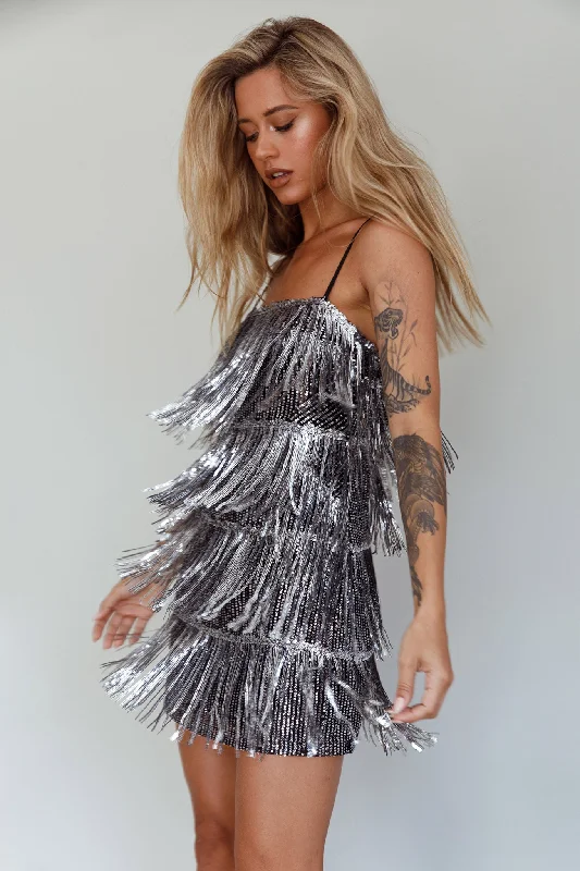 Women's Plunging Neck Satin Mini Dress-New York Nights Sequin Fringe Mini Dress Black Women's Plunging Neck Satin Mini Dress-New York Nights Sequin Fringe Mini Dress Black