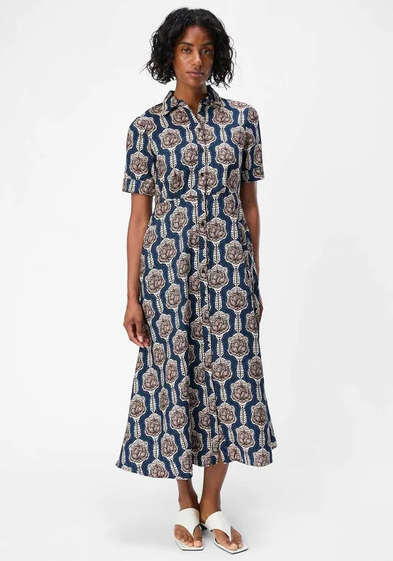 Elegant White Shirt Dress-Object Emmi Long Shirt Dress, Navy