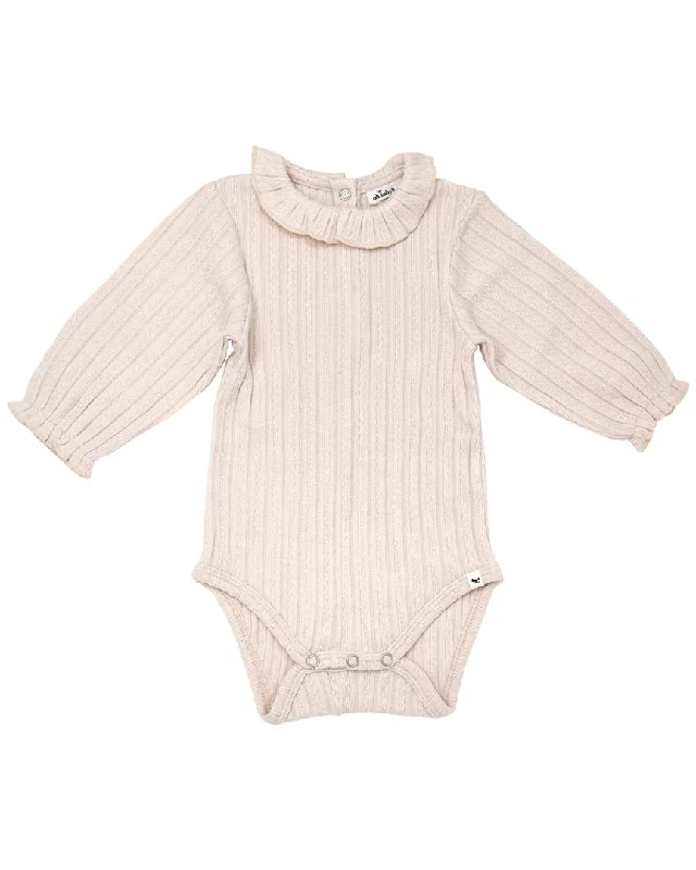 Bodycon Dress with Bow Tie Detail -oh baby! Ruffle Neck Cable Bodysuit