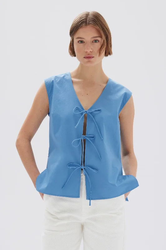 Women's Sporty Top -Ollie Poplin Tie Top