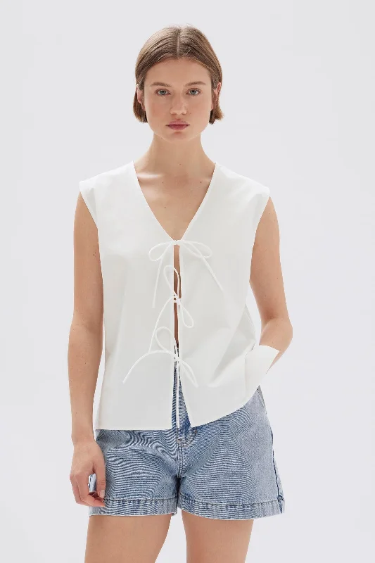 Women's Loose Top -Ollie Poplin Tie Top