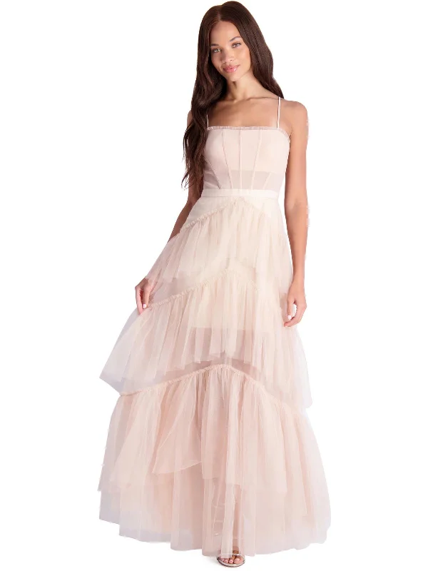 Off-shoulder Bodycon Party Dress for Night Events -Oly Womens Ruffled Corset Evening Dress