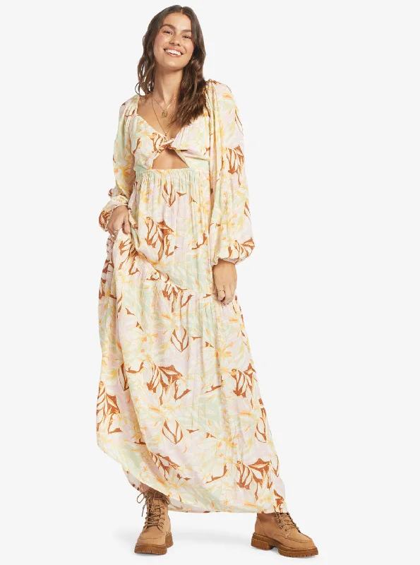 Women's A-line Skirt Maxi Dress-On Holiday Maxi Dress - Quiet Green Coast 2 Coast