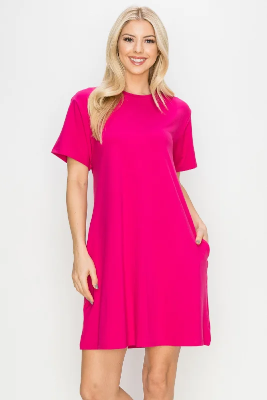 Classic Plaid Shirt Dress-On The Go T- Shirt Dress with Pockets