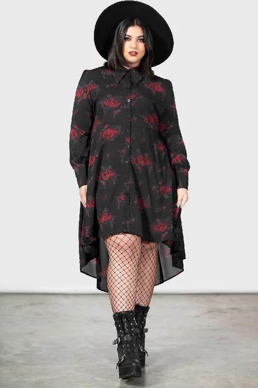 Short-sleeve Denim Shirt Dress-Pandora Shirt Dress [PLUS]