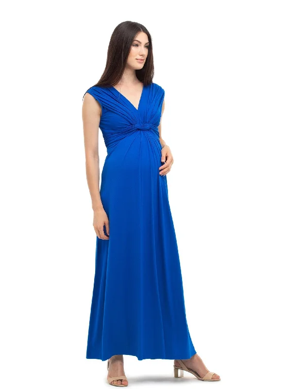 Maternity Dresses with A-Line Silhouette -Papaver Maternity & Nursing Maxi Dress - Blue Sapphire Maternity Dresses with A-Line Silhouette -Papaver Maternity & Nursing Maxi Dress - Blue Sapphire