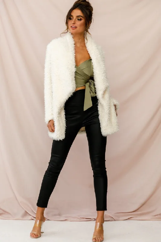 Women's V-neck Blouse -Park City Fleece Jacket White