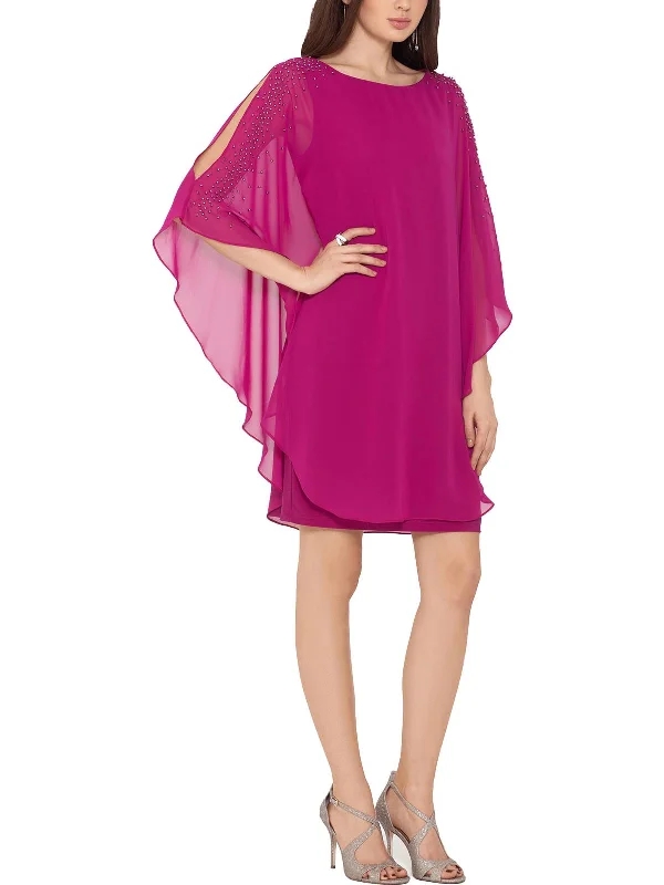 Off-The-Shoulder Party Dress for Chic Vibe -Petites Chiffon Sheath Cocktail and Party Dress