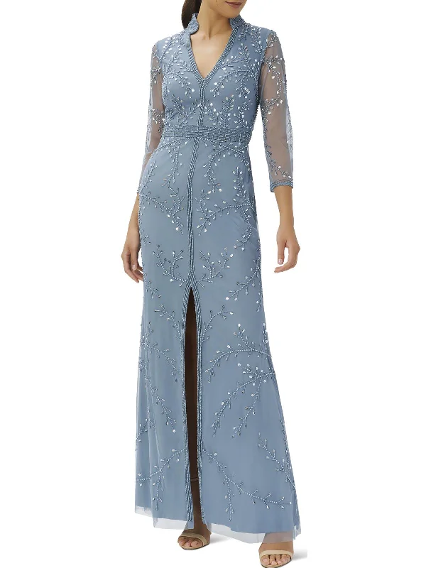 Boho Chic Party Dress for Casual Vibe -Petites Womens Beaded Embellished Evening Dress