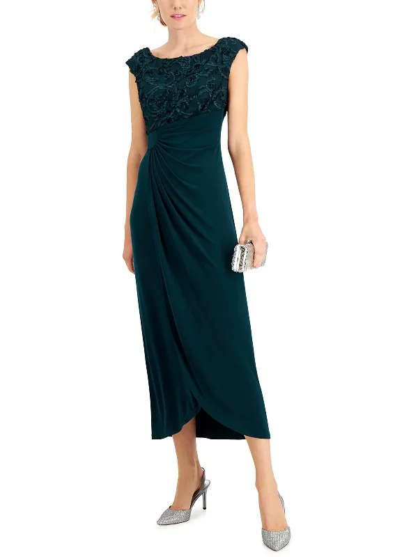 Colorful Sequin Party Dress for Bold Style -Petites Womens Cap Sleeve Maxi Evening Dress