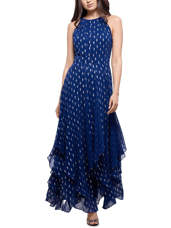 Structured Bodice Party Dress for Timeless Appeal -Petites Womens Chiffon Sleeveless Evening Dress