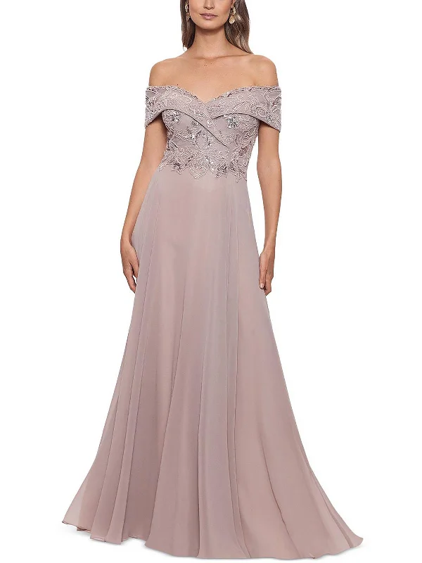 High-Low Party Dress for Trendy Style -Petites Womens Drapey Maxi Evening Dress
