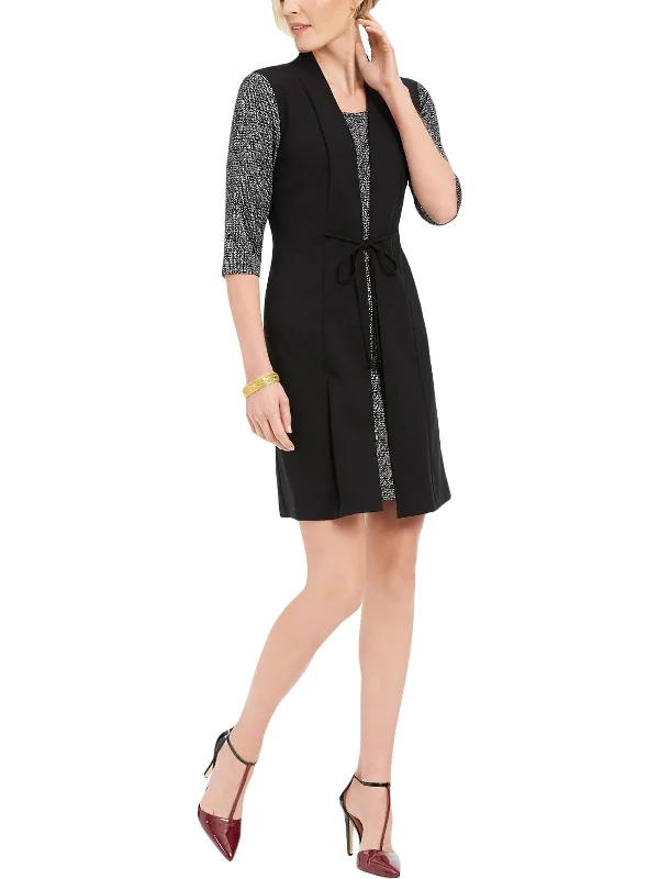Work Dress with Belt for Waist Definition -Petites Womens Elbow Sleeve Short Wear to Work Dress Work Dress with Belt for Waist Definition -Petites Womens Elbow Sleeve Short Wear to Work Dress