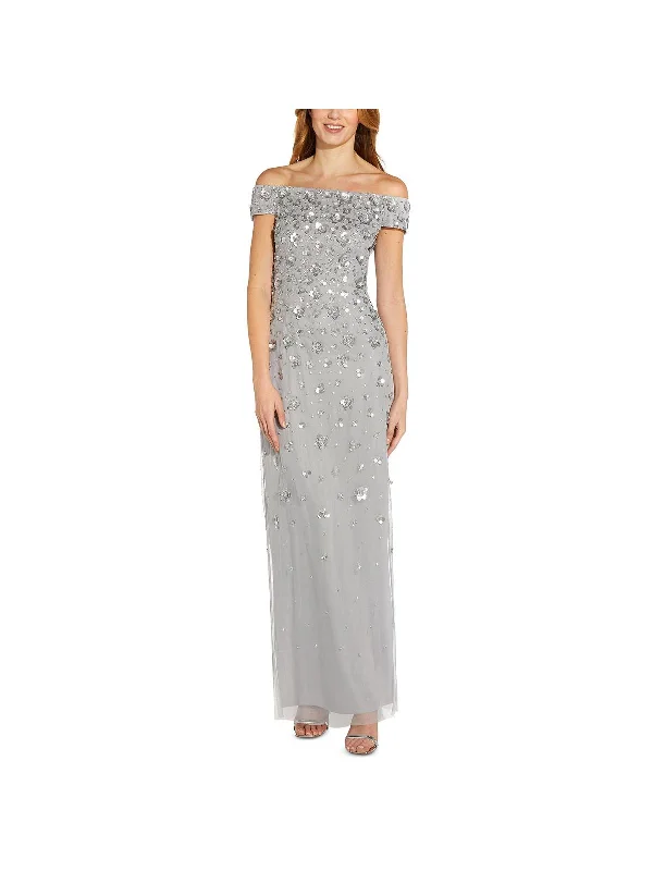 Mini Bodycon Party Dress for Bold Night Out -Petites Womens Embellished Off-The-Shoulder Evening Dress Mini Bodycon Party Dress for Bold Night Out -Petites Womens Embellished Off-The-Shoulder Evening Dress