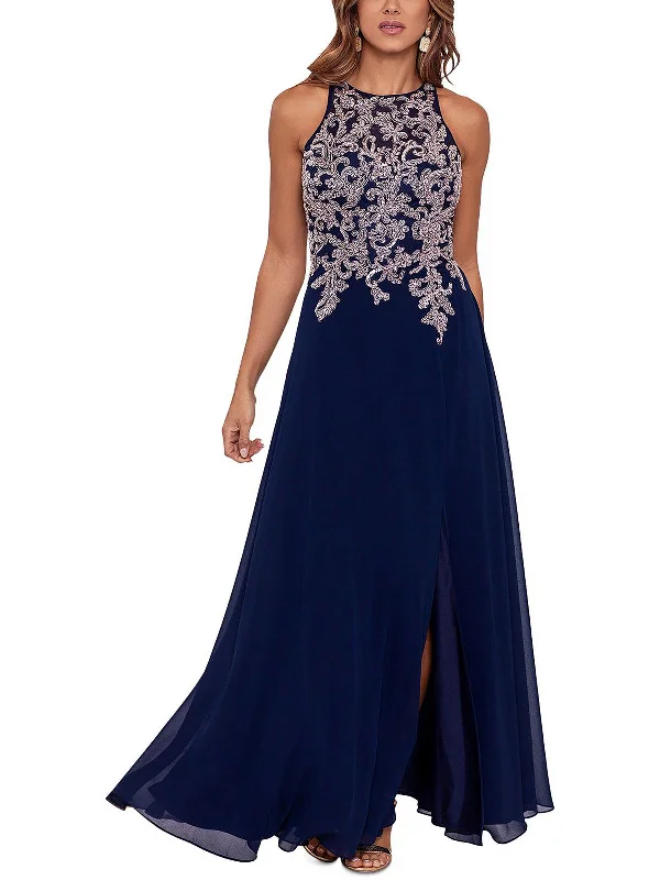 Classic White Party Dress for Timeless Style -Petites Womens Embroidered Maxi Evening Dress