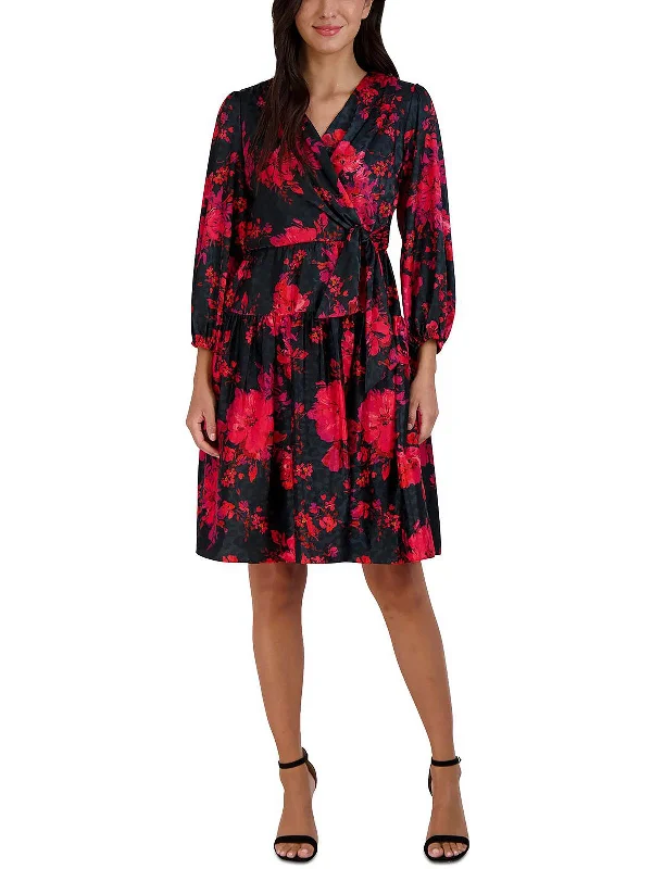 High-Low Party Dress for Fashion Forward -Petites Womens Floral Midi Cocktail and Party Dress