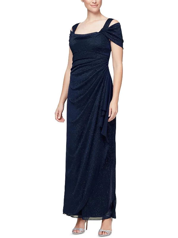 Feather Detail Party Dress for Luxe Glam -Petites Womens Glitter Prom Evening Dress Feather Detail Party Dress for Luxe Glam -Petites Womens Glitter Prom Evening Dress