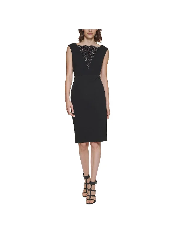 Velvet Party Dress for Cozy Winter Event -Petites Womens Knit Lace Inset Cocktail and Party Dress Velvet Party Dress for Cozy Winter Event -Petites Womens Knit Lace Inset Cocktail and Party Dress