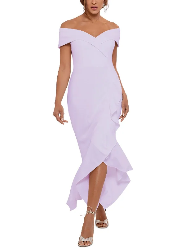Satin Skater Party Dress for Playful Style -Petites Womens Knit Off-The-Shoulder Evening Dress Satin Skater Party Dress for Playful Style -Petites Womens Knit Off-The-Shoulder Evening Dress