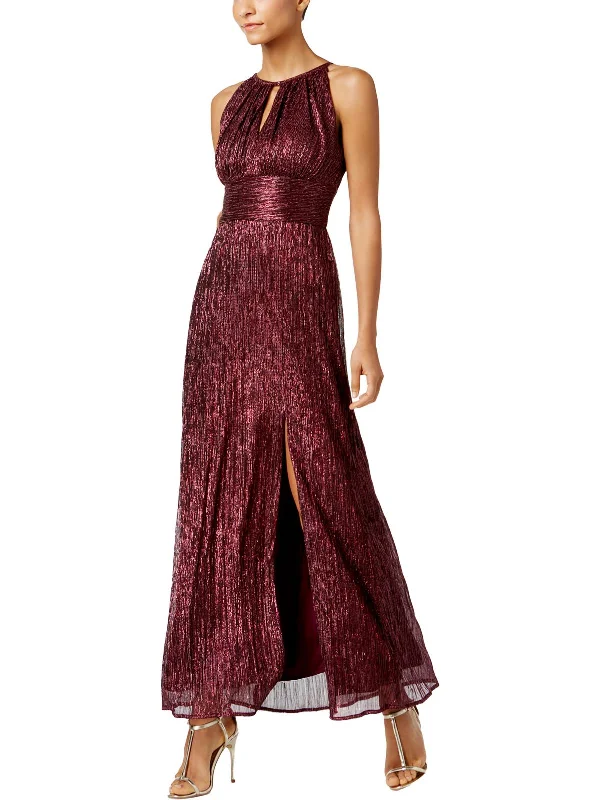 Blue Velvet Party Dress for Luxe Look -Petites Womens Metallic Empire Waist Evening Dress Blue Velvet Party Dress for Luxe Look -Petites Womens Metallic Empire Waist Evening Dress