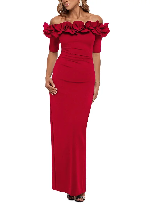 Backless Tulle Party Dress for Chic Look -Petites Womens Off-The-Shoulder Maxi Evening Dress Backless Tulle Party Dress for Chic Look -Petites Womens Off-The-Shoulder Maxi Evening Dress
