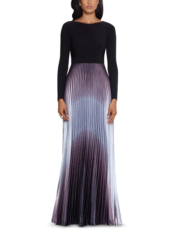 Long-Sleeve Velvet Party Dress for Winter Night -Petites Womens Ombre Pleated Evening Dress Long-Sleeve Velvet Party Dress for Winter Night -Petites Womens Ombre Pleated Evening Dress